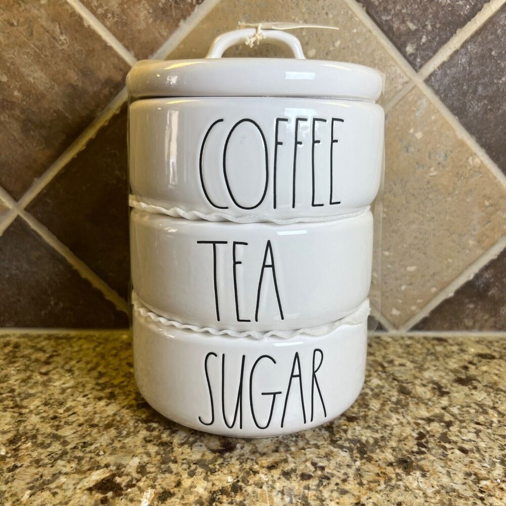 New Rae Dunn Artisan Collection Coffee Tea Sugar Stackable Canisters with Lid